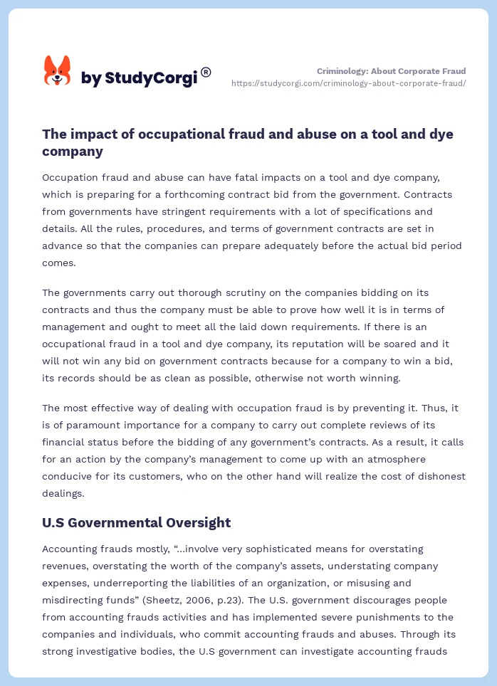 Criminology: About Corporate Fraud. Page 2