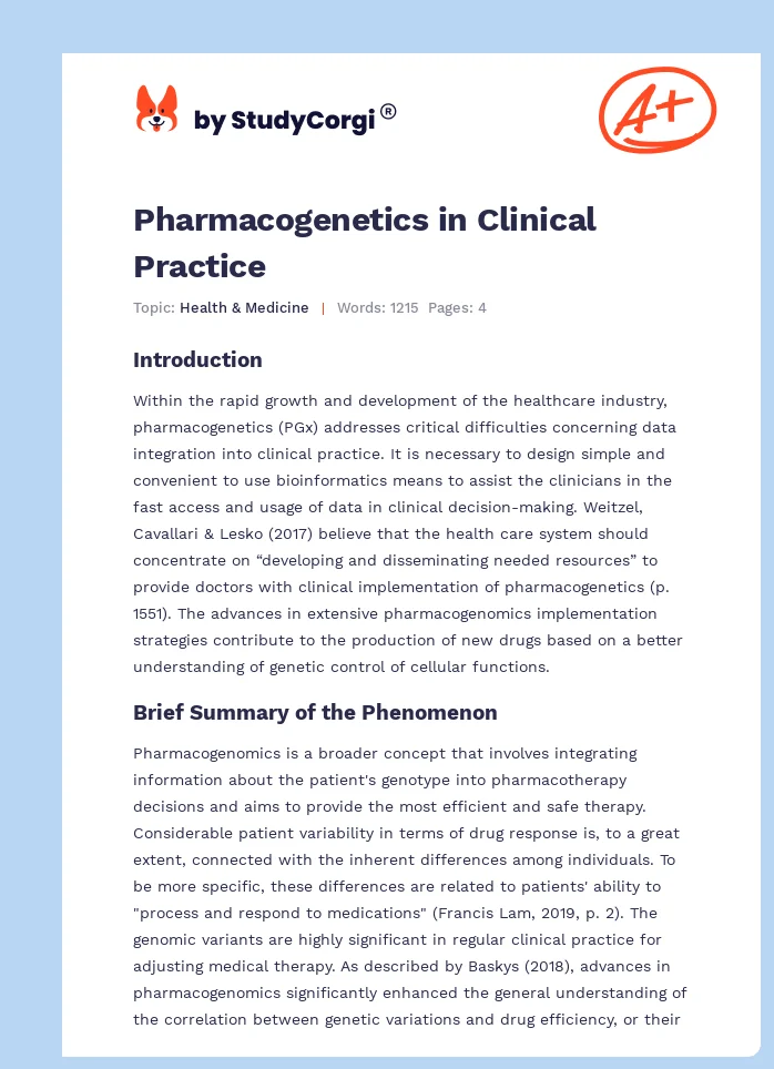 Pharmacogenetics in Clinical Practice. Page 1