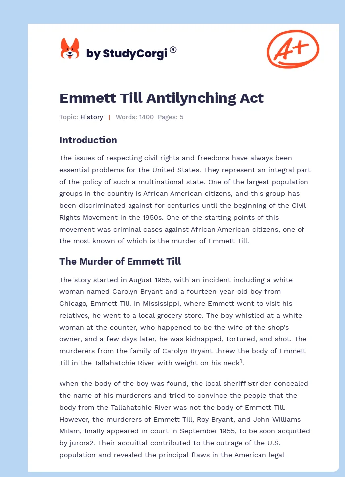 Emmett Till Antilynching Act. Page 1