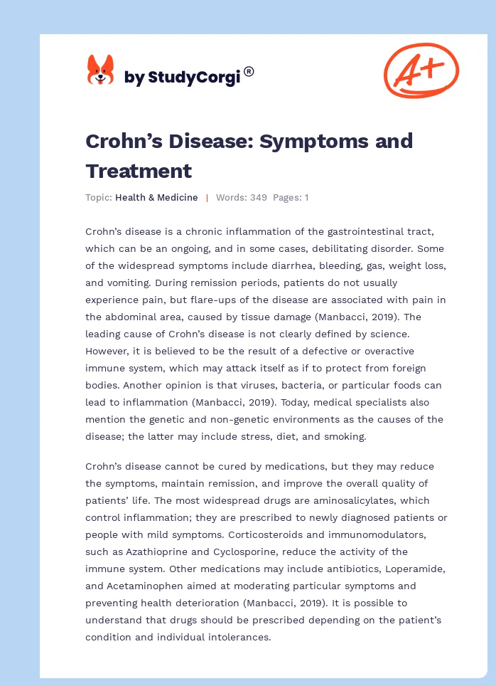 Crohn’s Disease: Symptoms and Treatment. Page 1