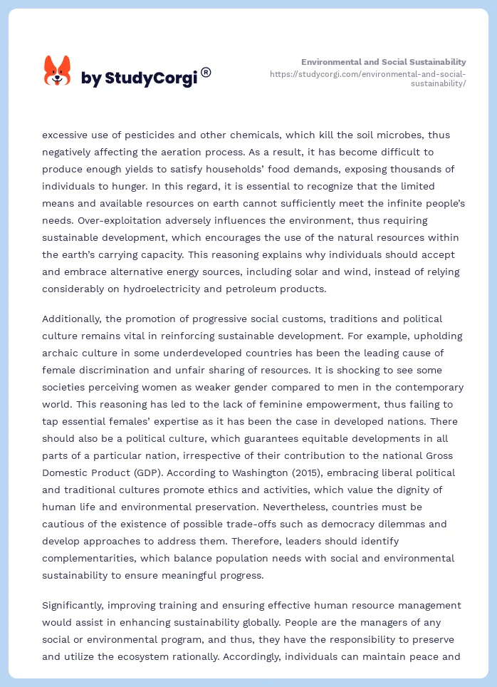 Environmental and Social Sustainability. Page 2