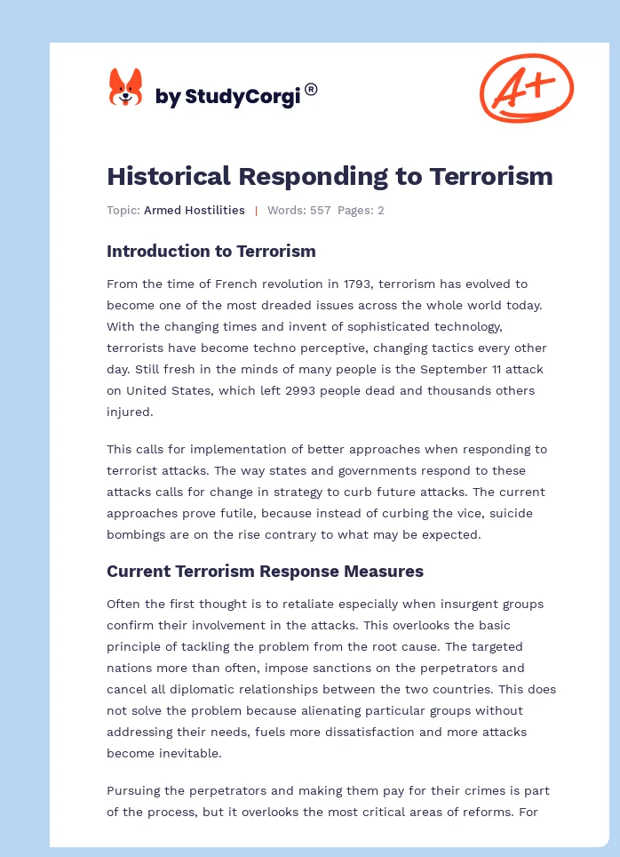 Historical Responding to Terrorism. Page 1