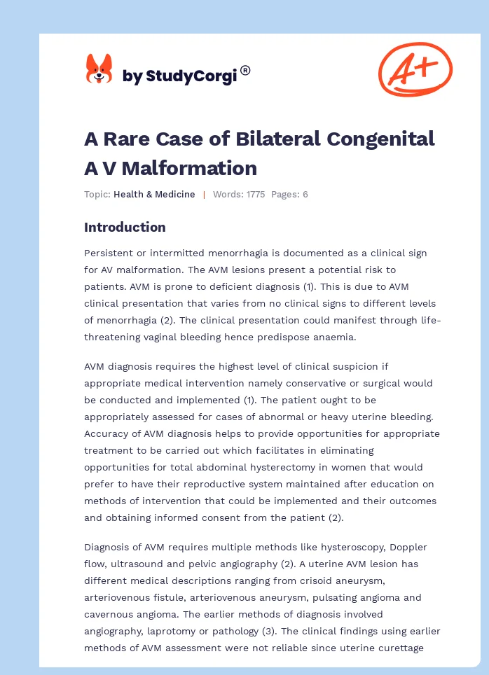 A Rare Case of Bilateral Congenital A V Malformation. Page 1