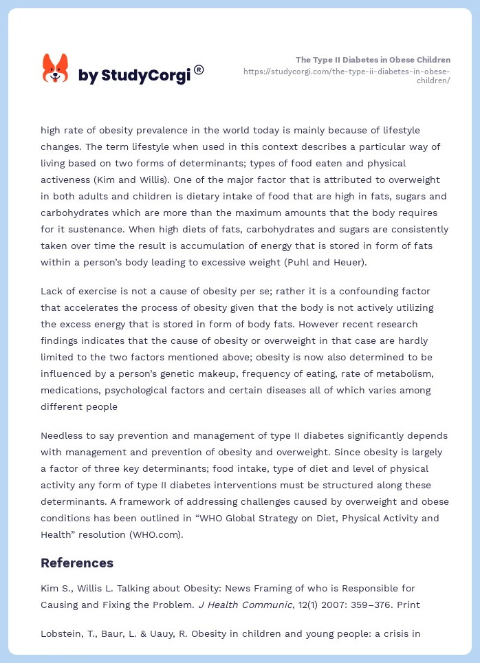 The Type II Diabetes in Obese Children. Page 2