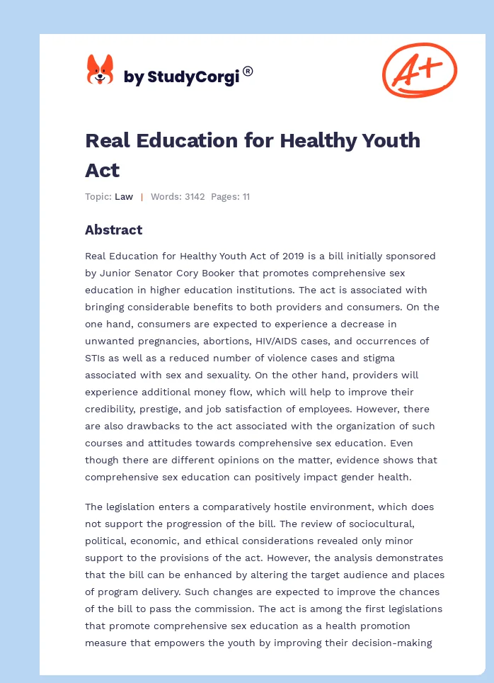 Real Education for Healthy Youth Act. Page 1