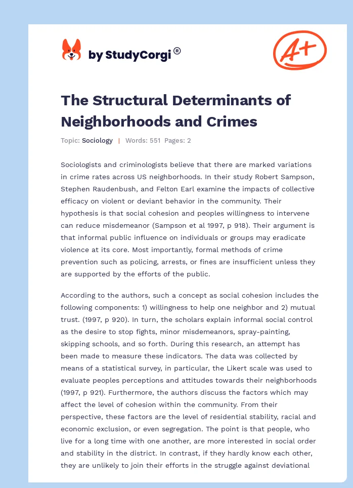 The Structural Determinants of Neighborhoods and Crimes. Page 1
