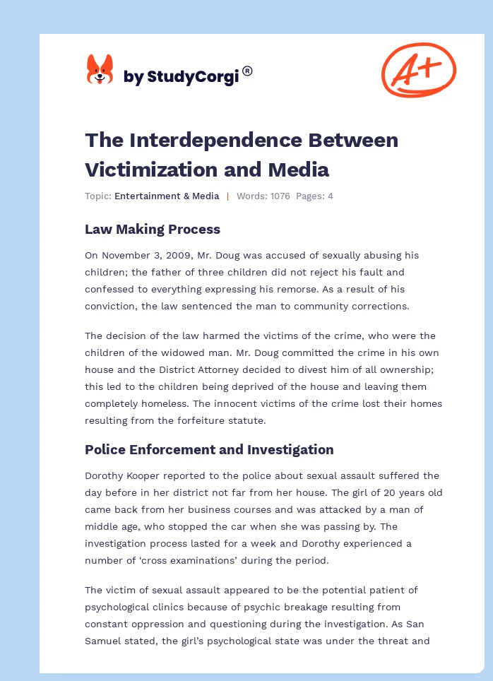 The Interdependence Between Victimization and Media. Page 1