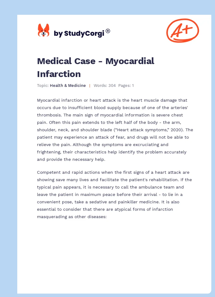 Medical Case - Myocardial Infarction. Page 1