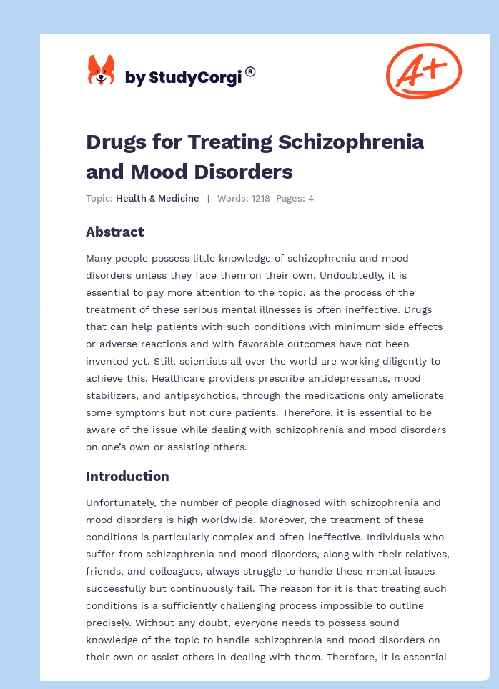 Drugs for Treating Schizophrenia and Mood Disorders. Page 1