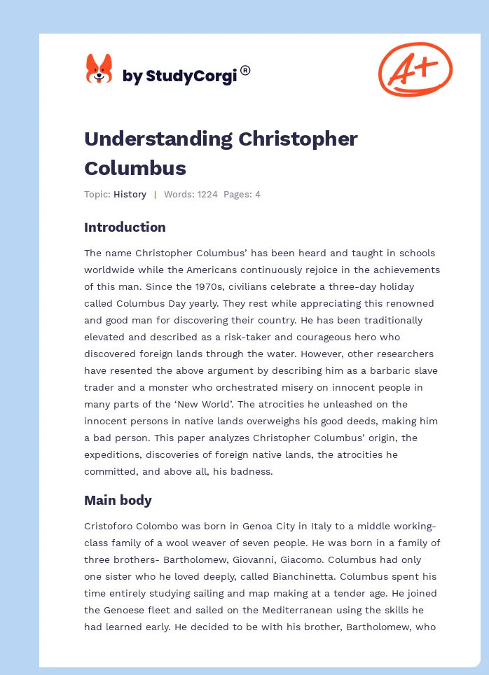 Understanding Christopher Columbus. Page 1