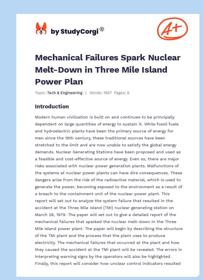 Mechanical Failures Spark Nuclear Melt-Down in Three Mile Island Power Plan. Page 1