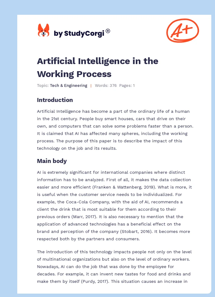 Artificial Intelligence in the Working Process. Page 1