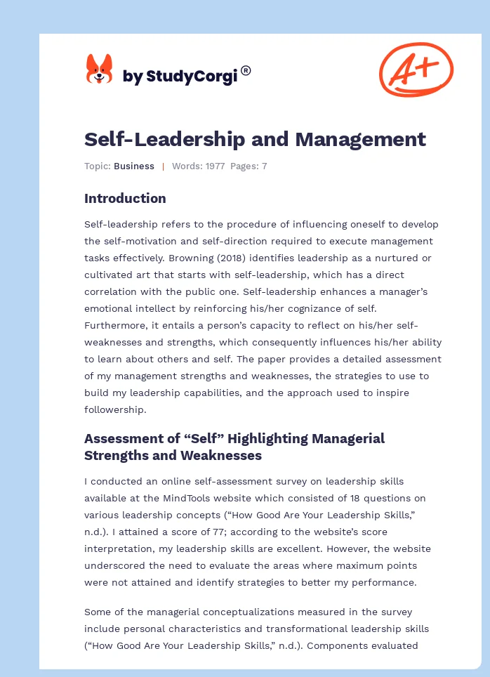 Self-Leadership and Management. Page 1