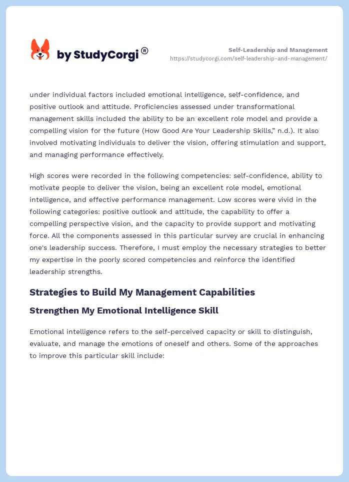Self-Leadership and Management. Page 2