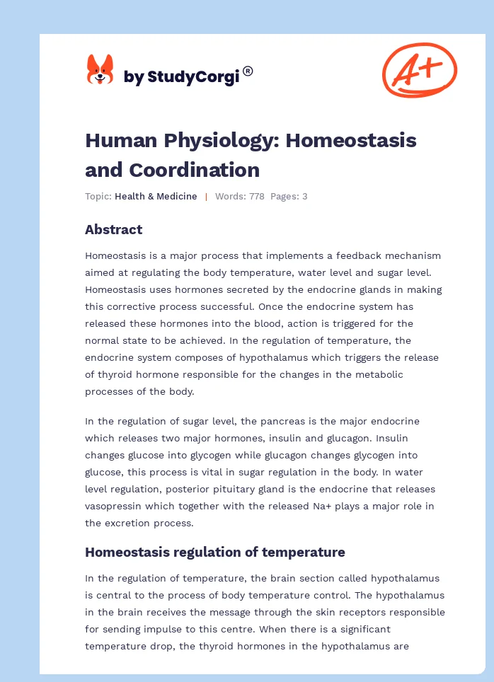 Human Physiology: Homeostasis and Coordination. Page 1