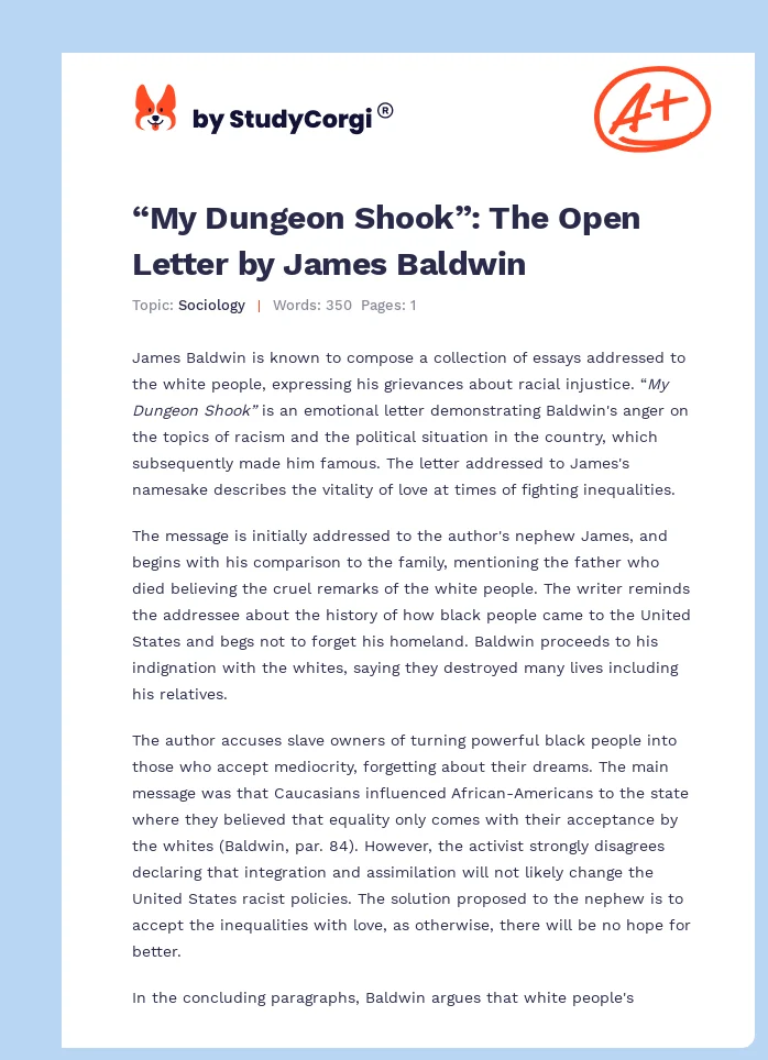 “My Dungeon Shook”: The Open Letter by James Baldwin. Page 1
