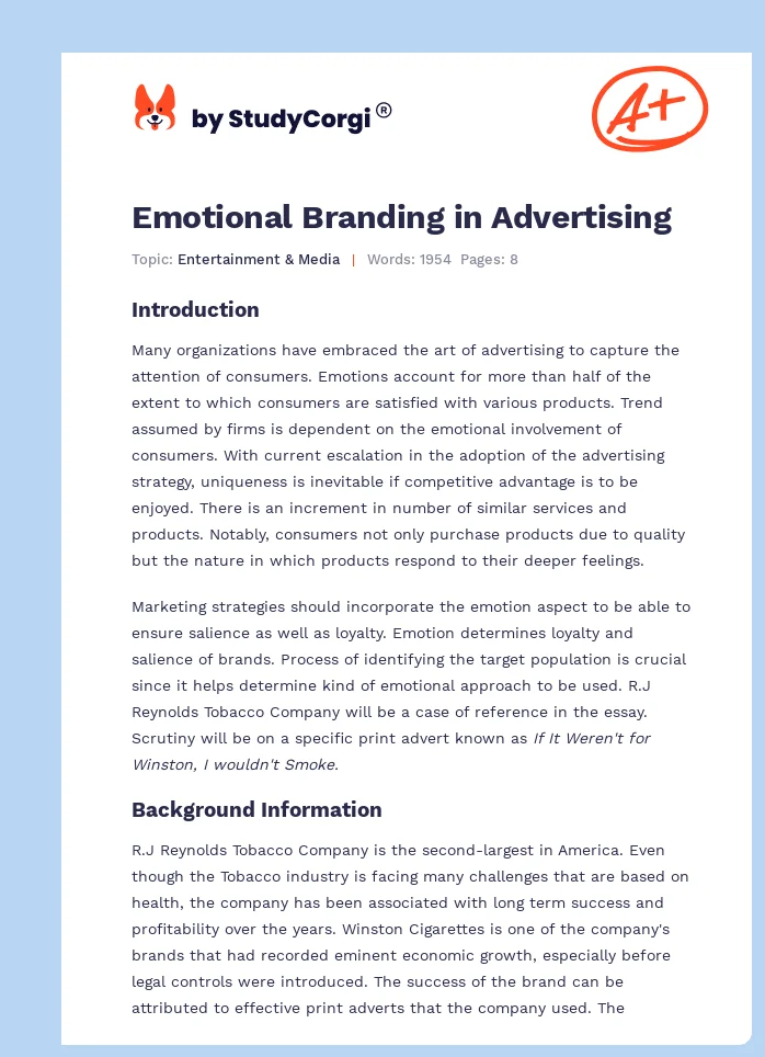 Emotional Branding in Advertising. Page 1