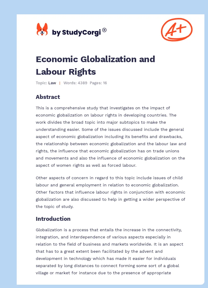 Economic Globalization and Labour Rights. Page 1