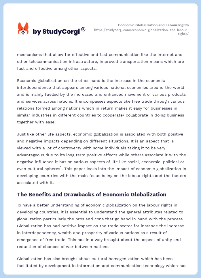 Economic Globalization and Labour Rights. Page 2