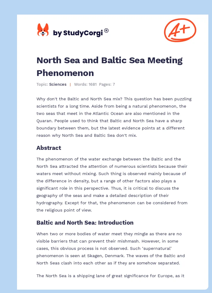 North Sea and Baltic Sea Meeting Phenomenon. Page 1