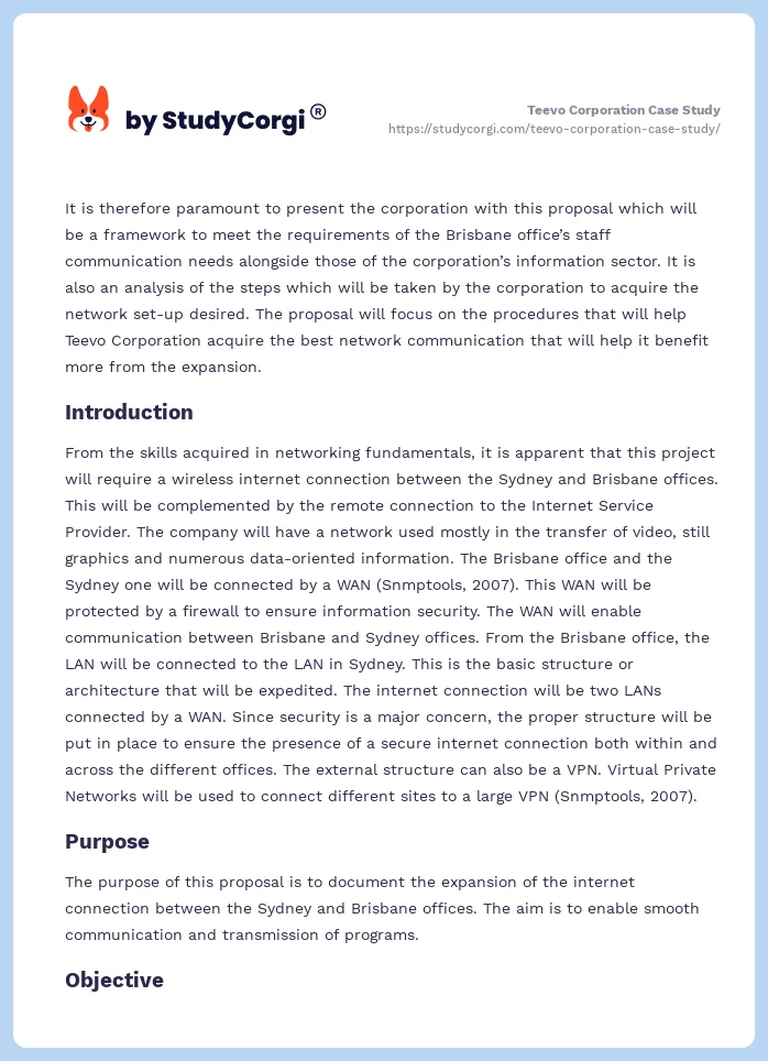 Teevo Corporation Case Study. Page 2
