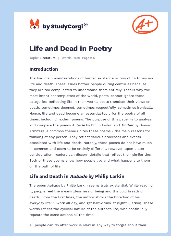 Life and Dead in Poetry. Page 1