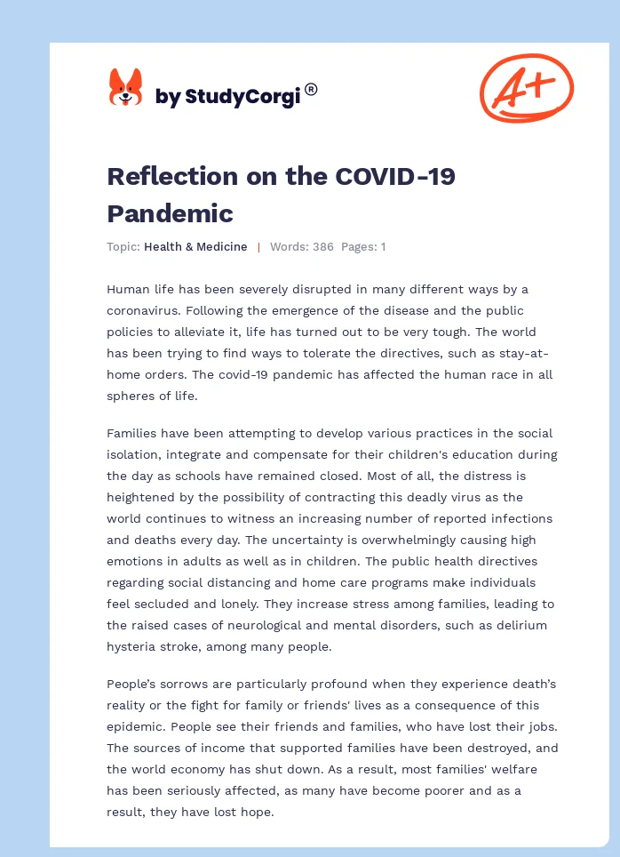 Reflection on the COVID-19 Pandemic. Page 1