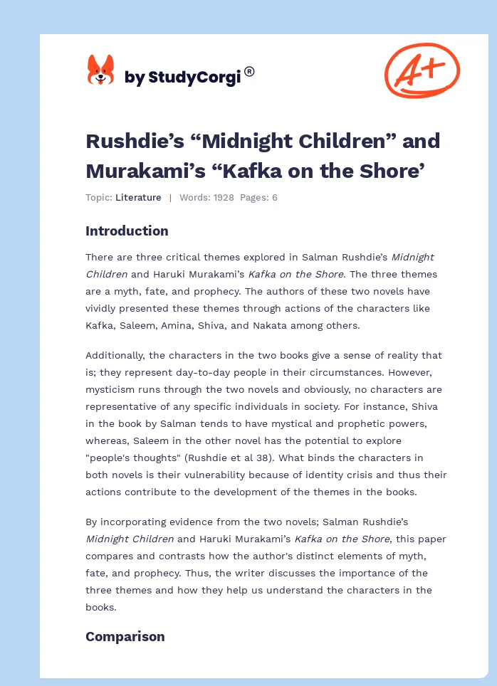 Rushdie’s “Midnight Children” and Murakami’s “Kafka on the Shore’. Page 1