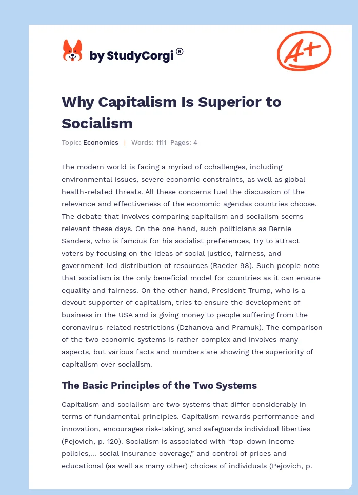 Why Capitalism Is Superior to Socialism. Page 1