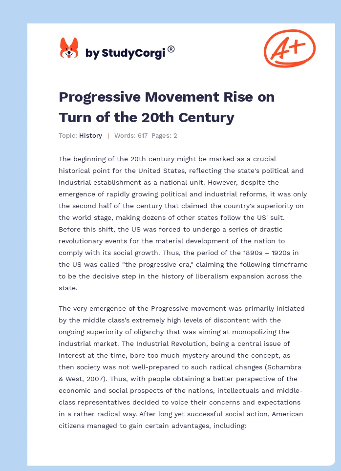 Progressive Movement Rise on Turn of the 20th Century. Page 1