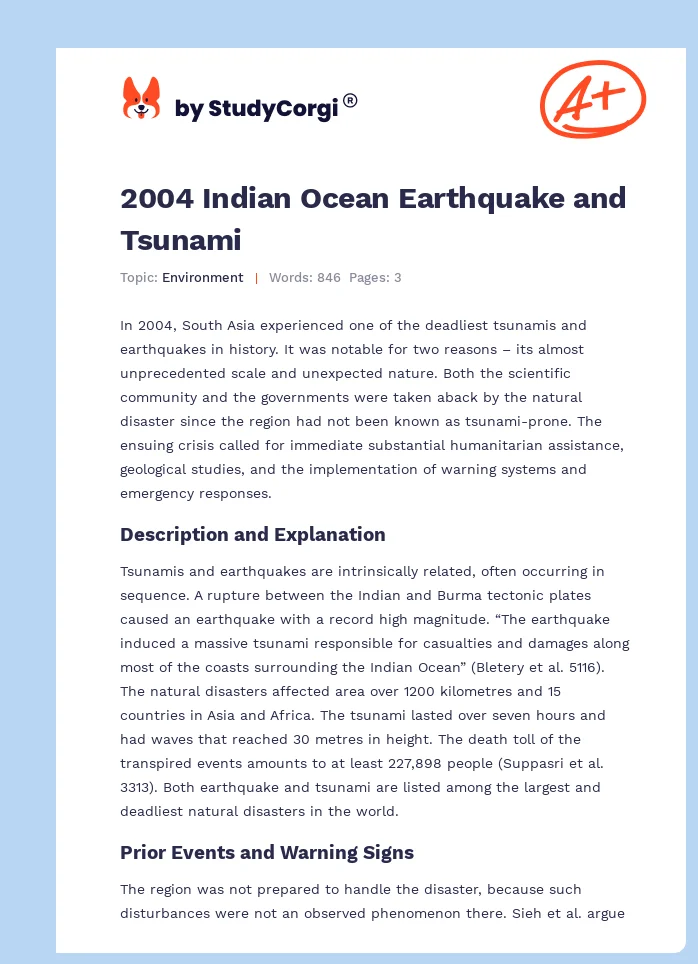2004 Indian Ocean Earthquake and Tsunami. Page 1