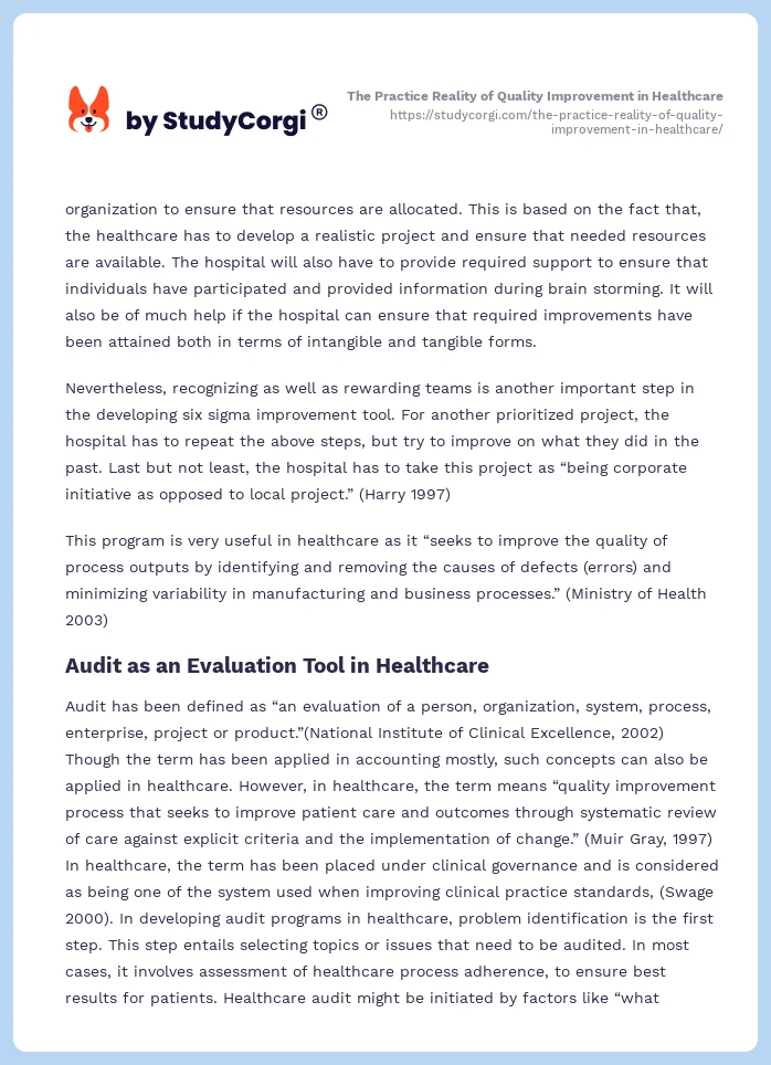 The Practice Reality of Quality Improvement in Healthcare. Page 2