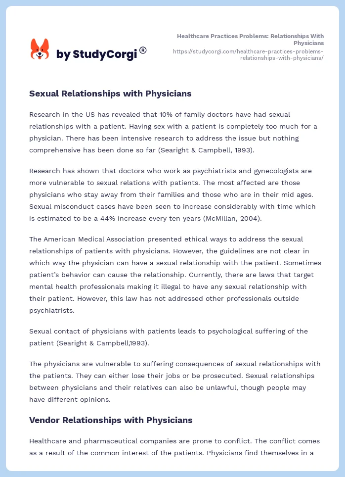 Healthcare Practices Problems: Relationships With Physicians. Page 2