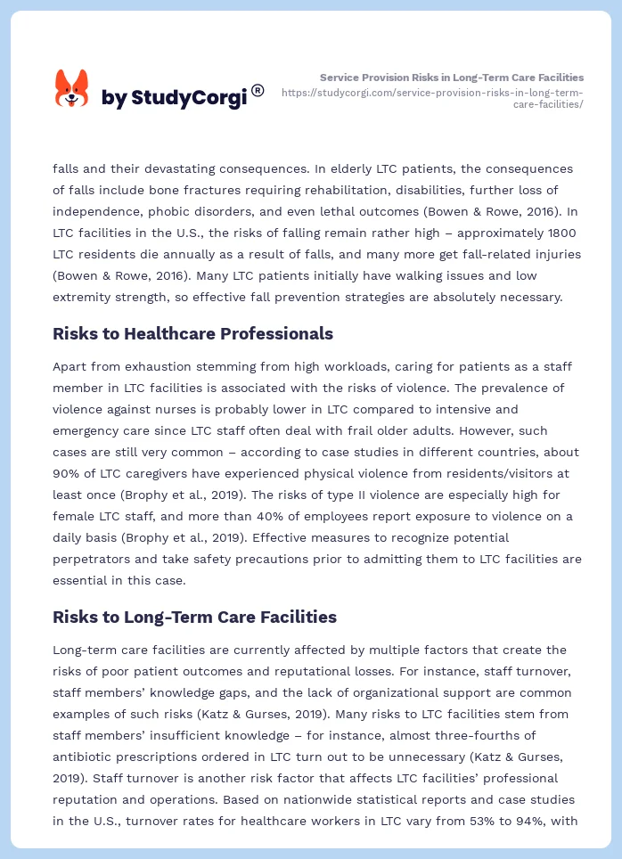 Service Provision Risks in Long-Term Care Facilities. Page 2
