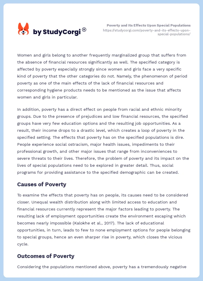Poverty and Its Effects Upon Special Populations. Page 2
