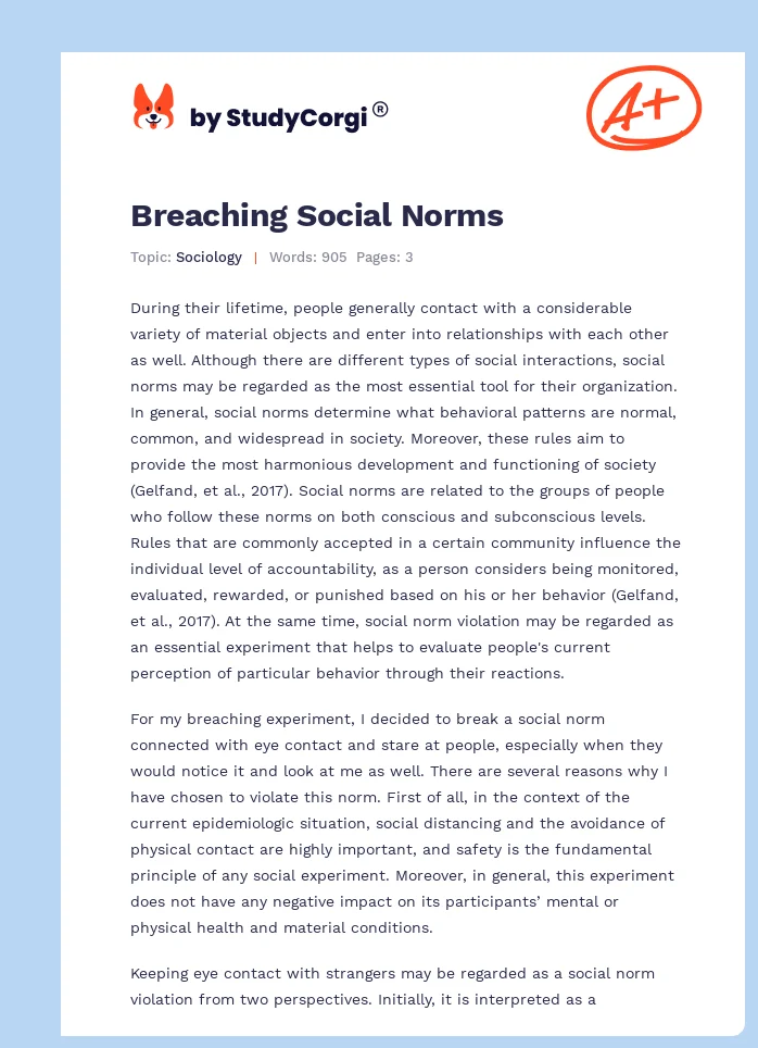 Breaching Social Norms. Page 1