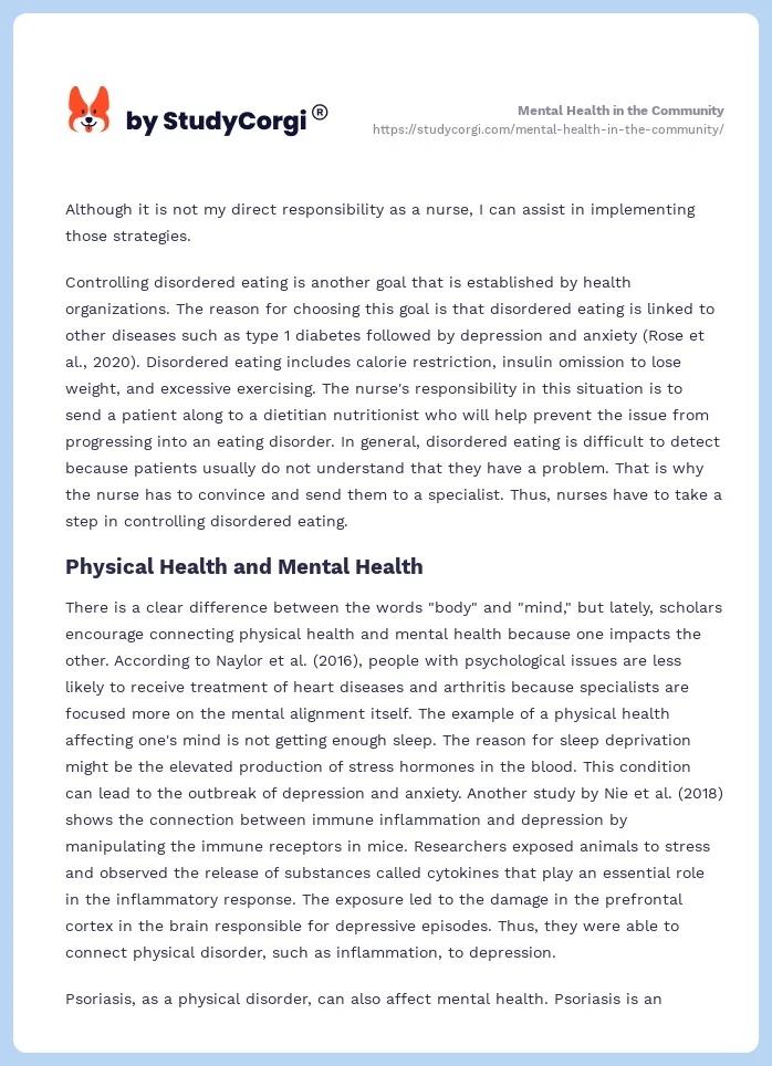 Mental Health in the Community. Page 2
