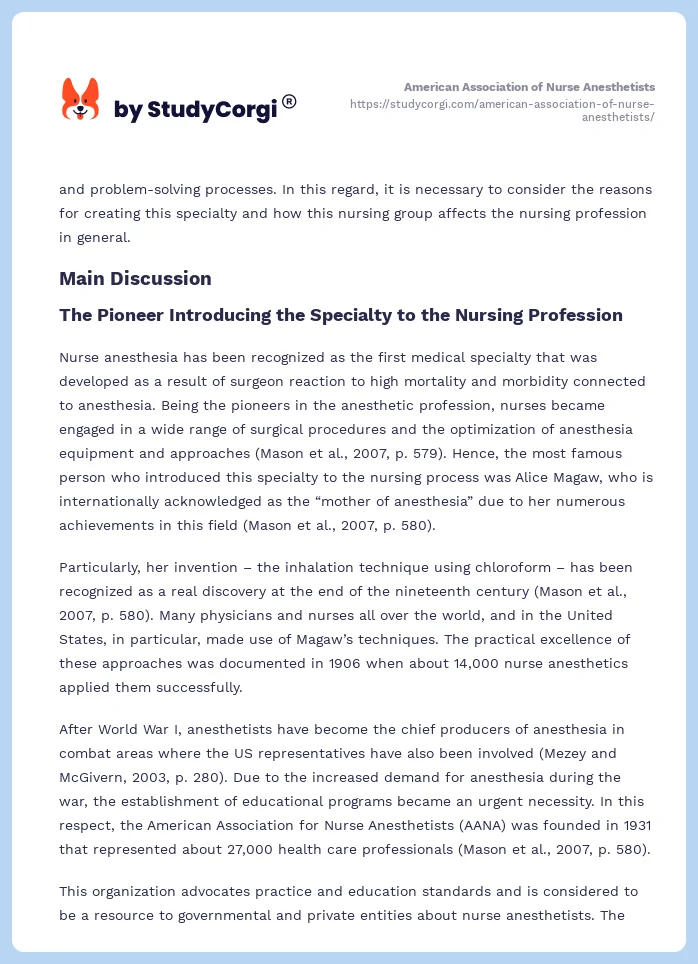American Association of Nurse Anesthetists. Page 2
