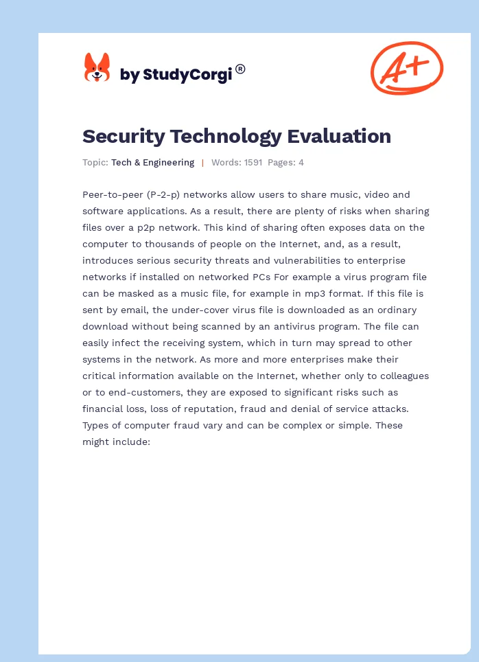 Security Technology Evaluation. Page 1
