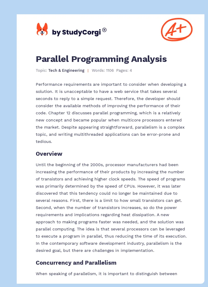 Parallel Programming Analysis. Page 1