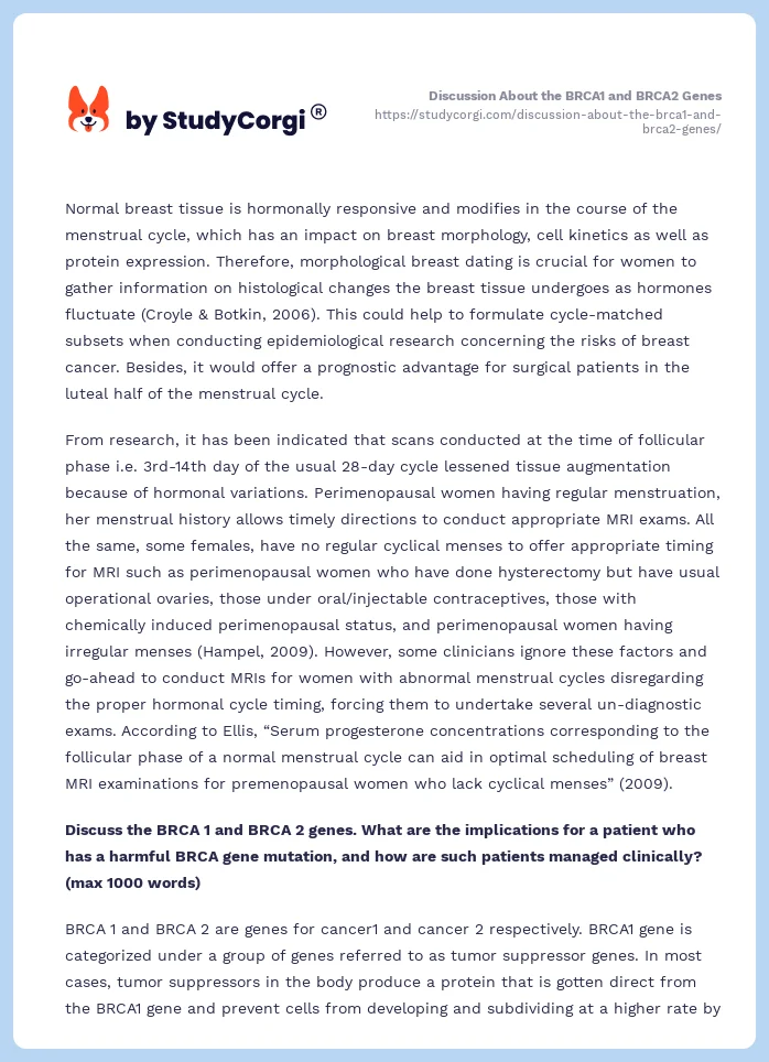 Discussion About the BRCA1 and BRCA2 Genes. Page 2