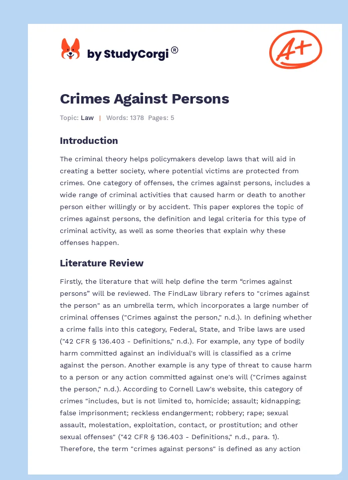 Crimes Against Persons. Page 1