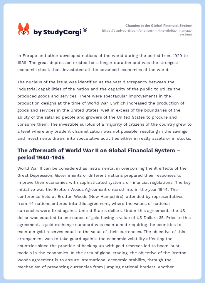 Changes in the Global Financial System. Page 2