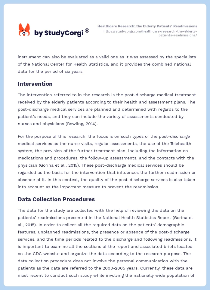 Healthcare Research: the Elderly Patients’ Readmissions. Page 2