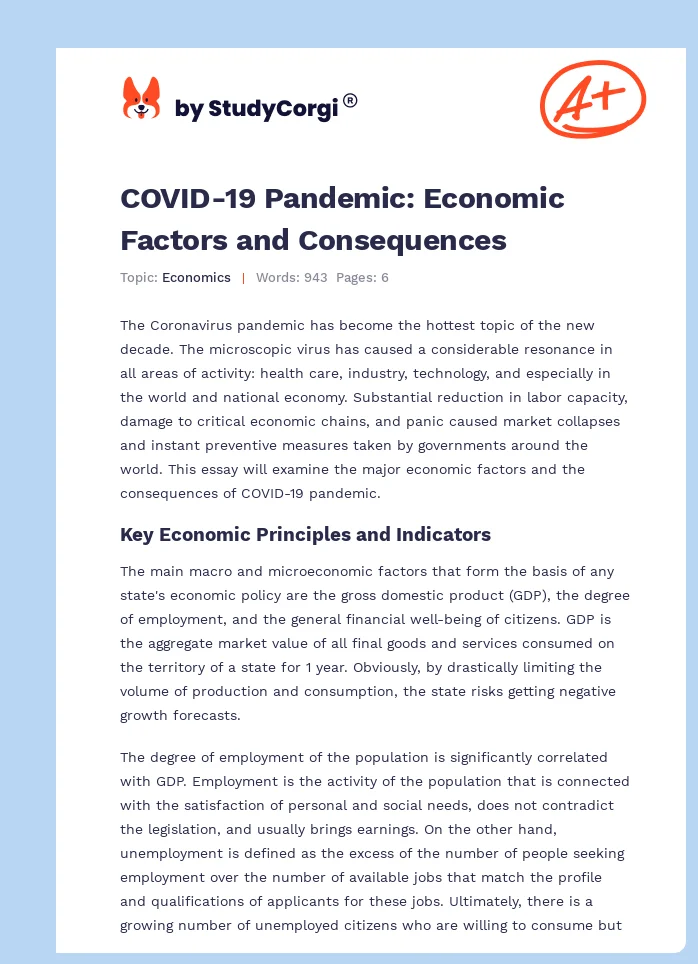 COVID-19 Pandemic: Economic Factors and Consequences. Page 1