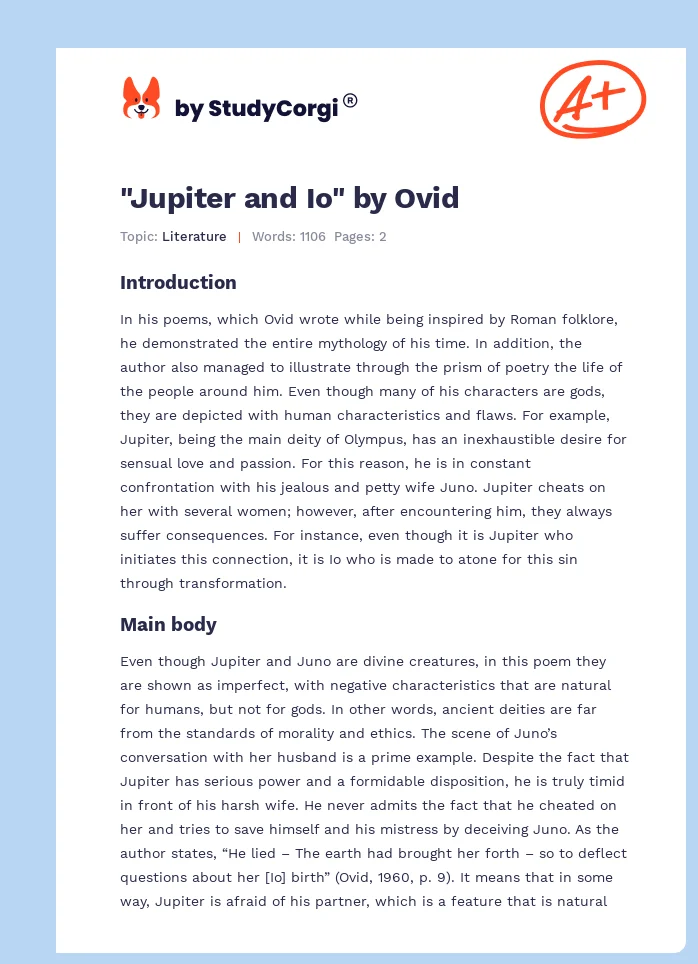 "Jupiter and Io" by Ovid. Page 1