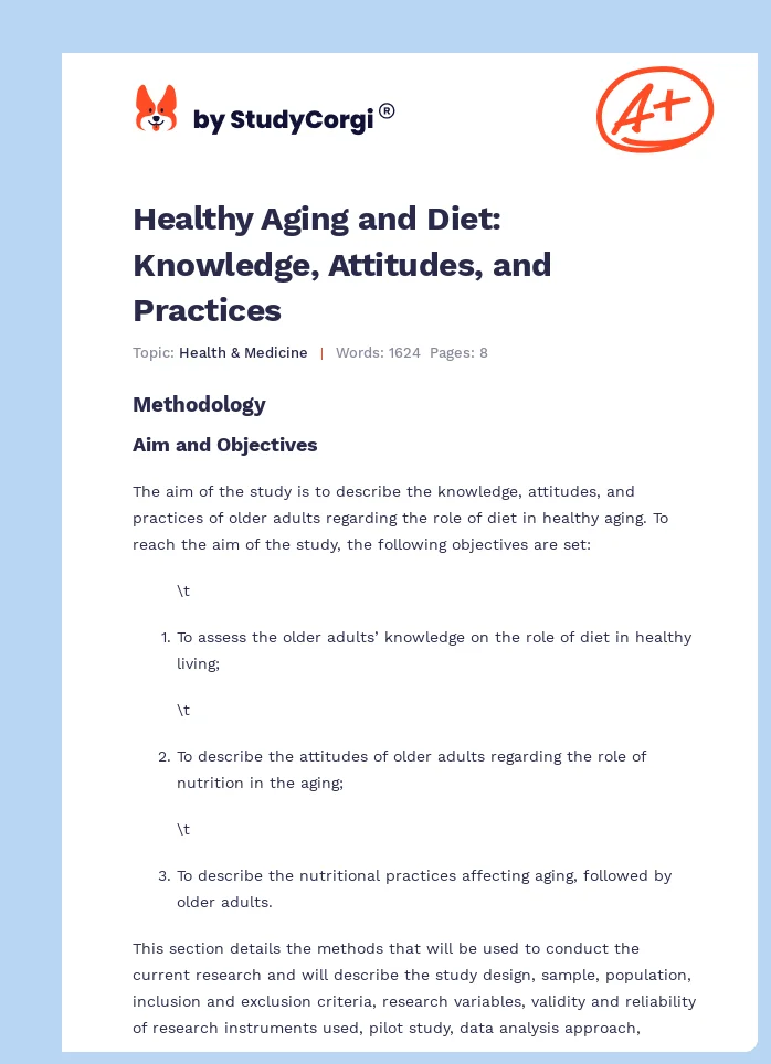 Healthy Aging and Diet: Knowledge, Attitudes, and Practices. Page 1