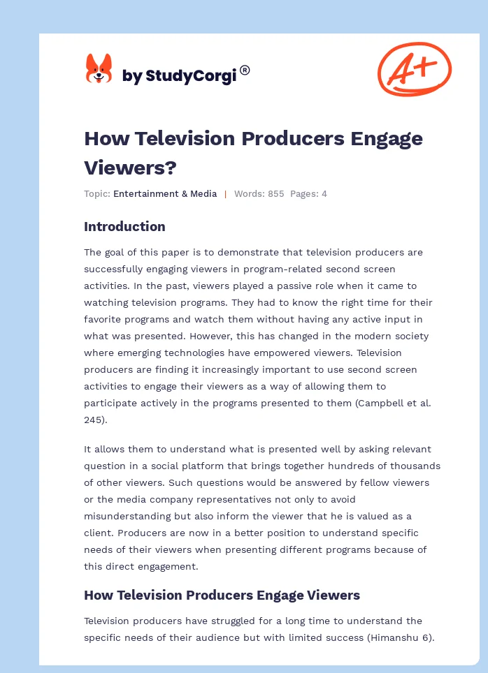 How Television Producers Engage Viewers?. Page 1