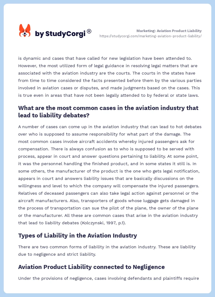 Marketing: Aviation Product Liability. Page 2