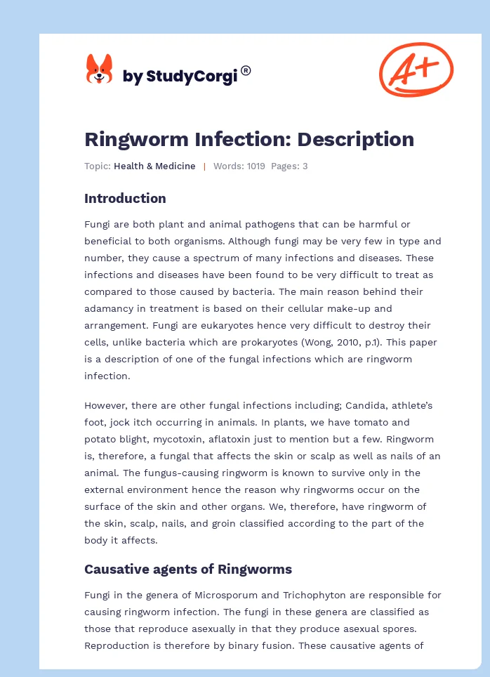 Ringworm Infection: Description. Page 1